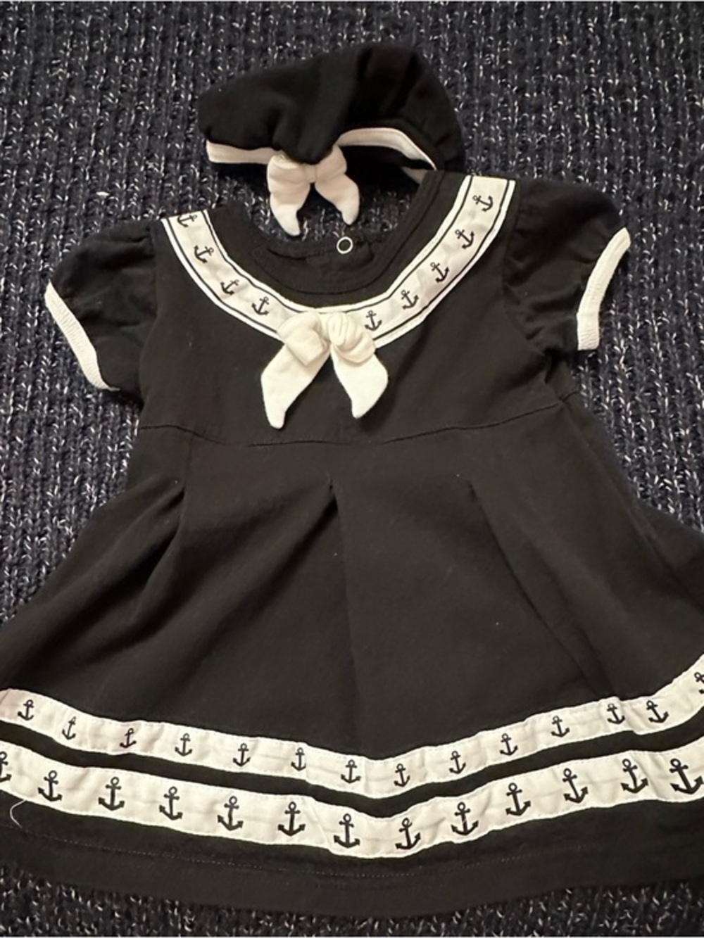 ⚓ Baby Sailor Dress & Hat Set 6-9M Nautical Anchor Outfit Tiny Trooper *